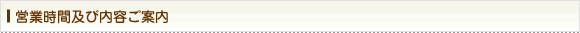 営業時間及び内容ご案内